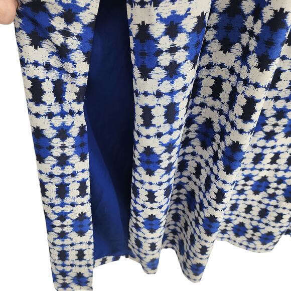 J. Crew Maxi Halter Neckline Sleeveless Navy Blue and White Dress Size 14 - Picture 3 of 6